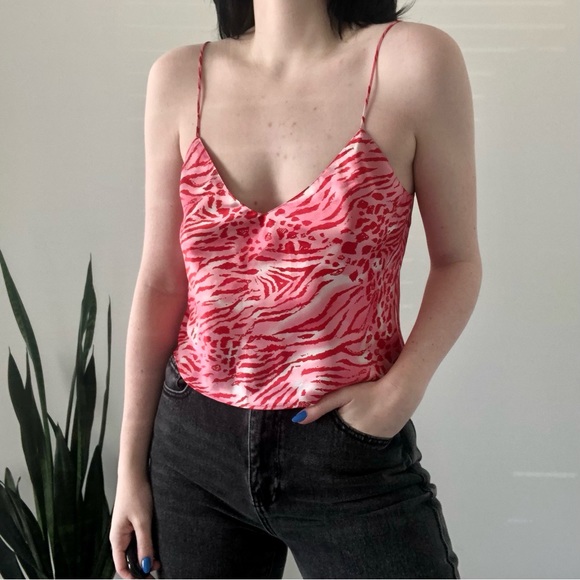 Vintage 2000 Y2K Victoria’s Secret Animal Print Satin Slip Top - Picture 2 of 6